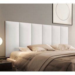 Cabeceira Painel Estofada Cama Casal 1,40 - Corino Branco - 1
