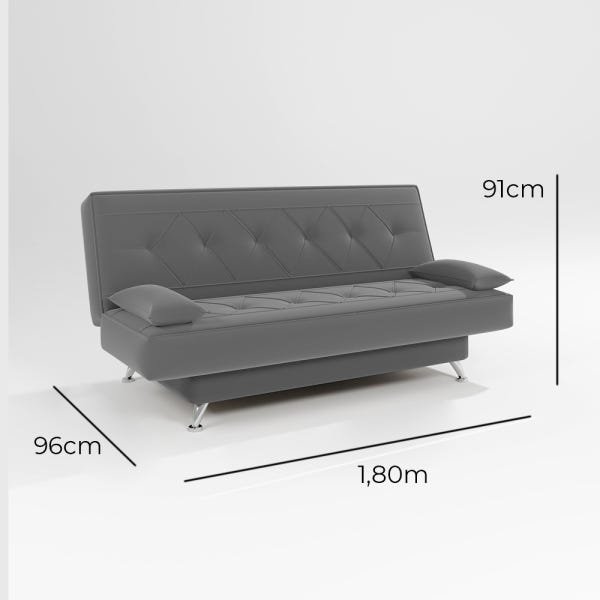 sofá cama 1,80m Íris Suede Cinza Adonai Estofados - 4
