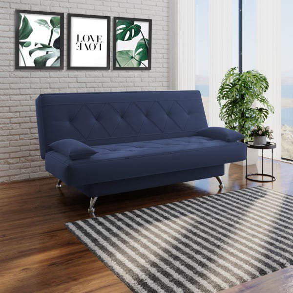 sofá cama 1,80m Íris Suede Azul Adonai Estofados - 5