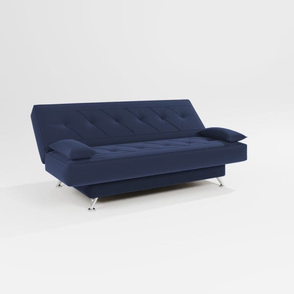 sofá cama 1,80m Íris Suede Azul Adonai Estofados