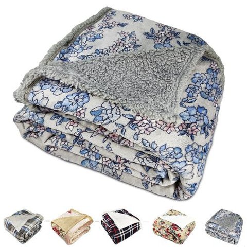 Cobertor Casal Dupla Face Estampado Áustria - Floral Azul