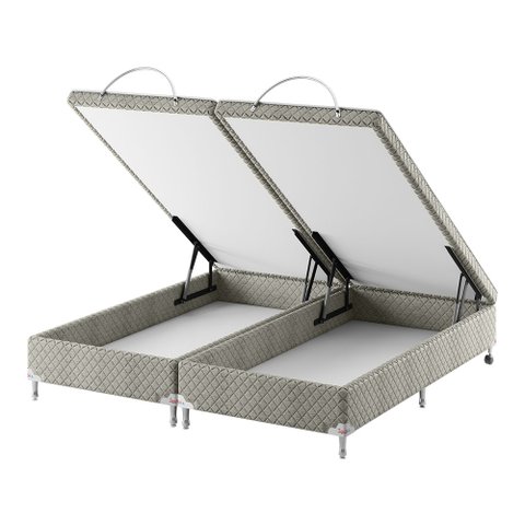 Base Box Baú Bipartido Queen Spubio Incofal Bege 158x198x45cm