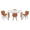 Ver imagem 1 de Conjunto Mesa de Jantar Juliette Branca 135cm com 4 Cadeiras Slim - Marrom
