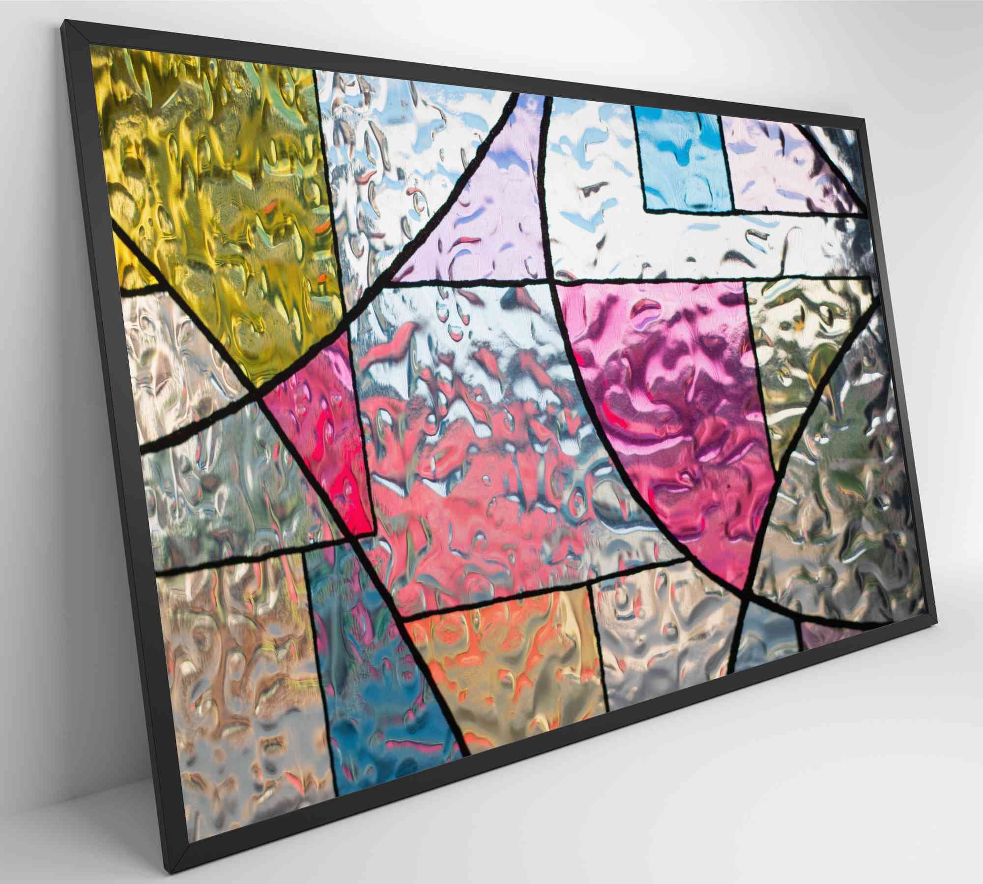 Quadro Vitral Geométrico Colorido Decor&Quadros ARTE016 60x40 cm Vidro Impresso - 2