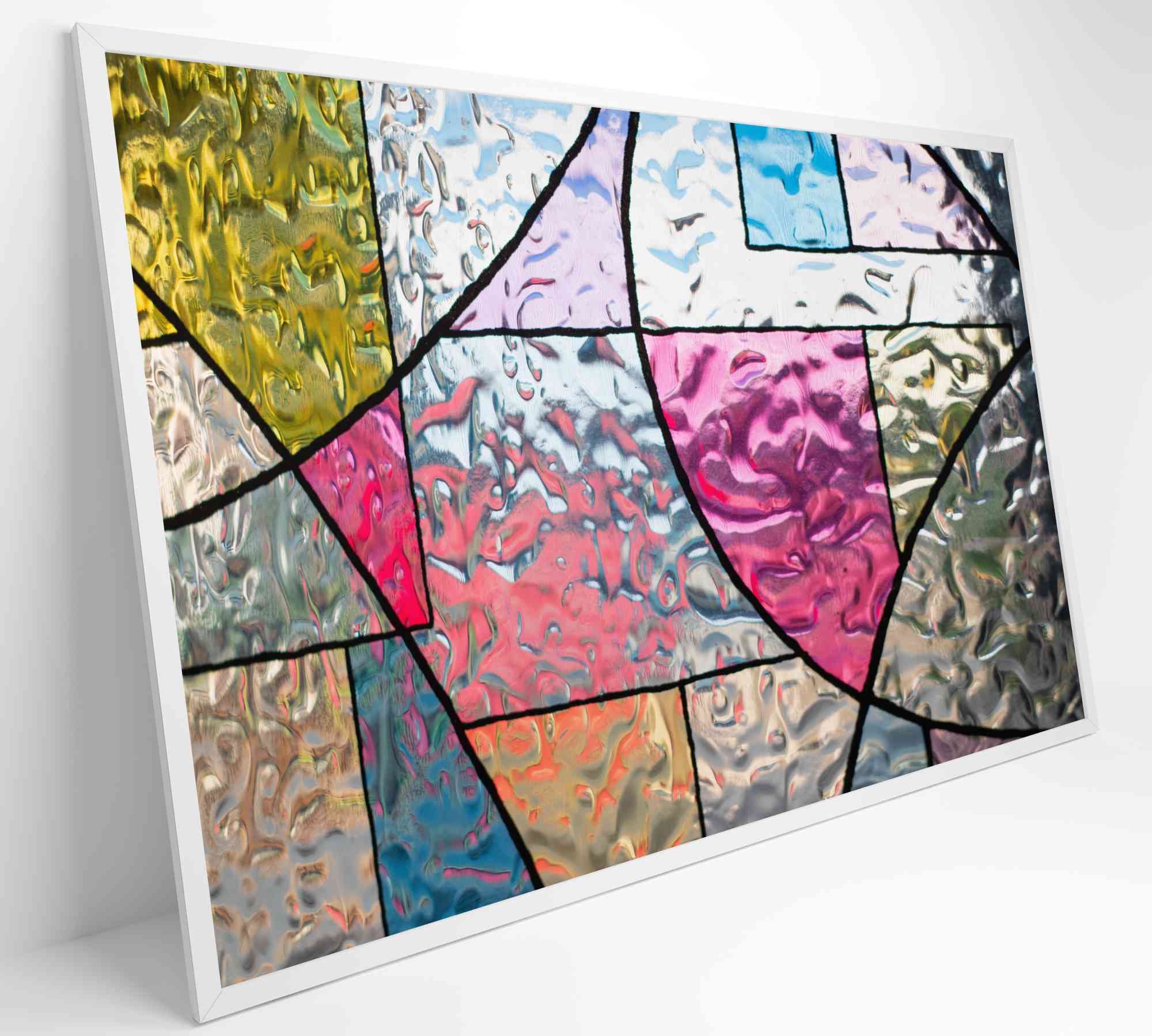 Quadro Vitral Geométrico Colorido Decor&Quadros ARTE016 60x40 cm Vidro Impresso