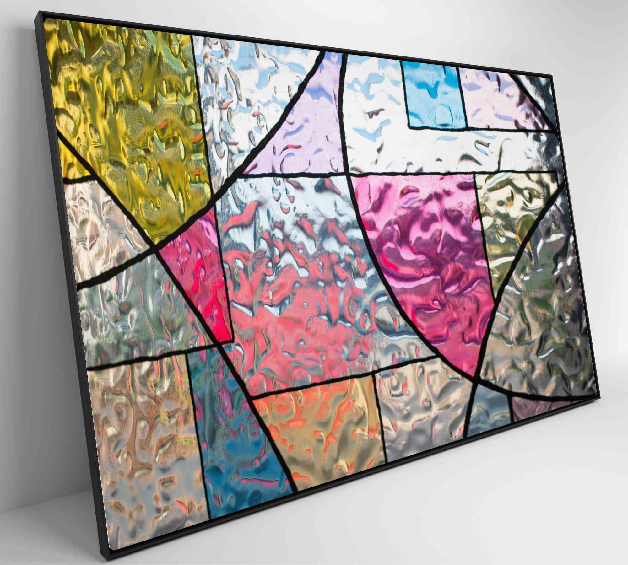 Quadro Vitral Geométrico Colorido Decor&Quadros ARTE016 60x40 cm Vidro Impresso - 4