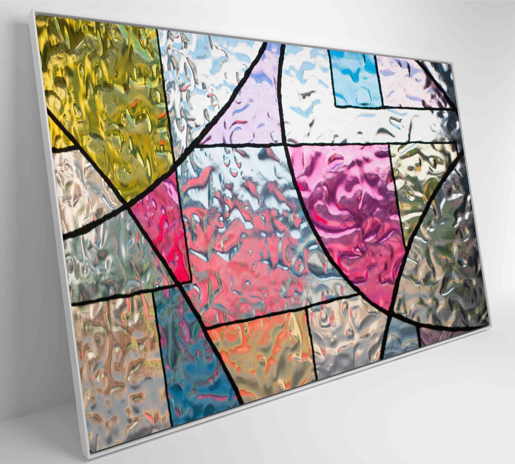 Quadro Vitral Geométrico Colorido Decor&Quadros ARTE016 60x40 cm Vidro Impresso - 3