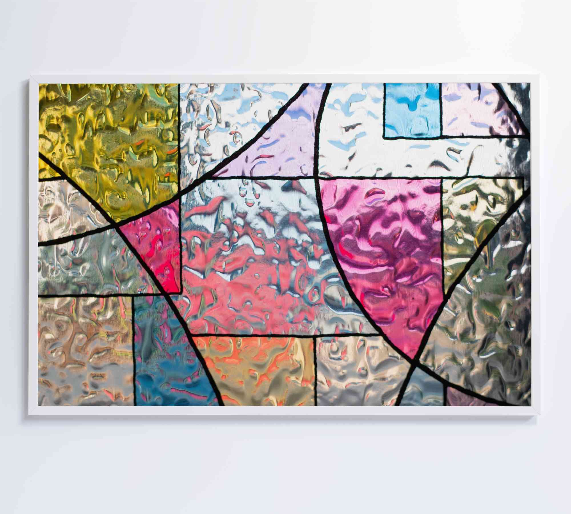 Quadro Vitral Geométrico Colorido Decor&Quadros ARTE016 60x40 cm Vidro Impresso - 6