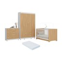 Ver imagem 1 de Quarto de Bebê Completo Berço Americano 3 em 1 Colchão Allegra Multimóveis Mp4598 Branco/