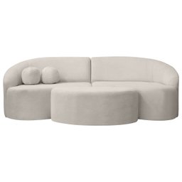 Sofá Orgânico Palermo 4 Lugares 210cm + Puff Bouclê - Sofa Store:bouclê Bege Marfim - 1