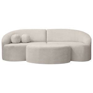 Sofá Orgânico Palermo 4 Lugares 210cm + Puff Bouclê - Sofa Store:bouclê Bege Marfim
