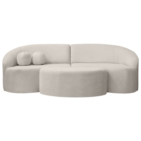Sofá Orgânico Palermo 4 Lugares 210cm + Puff Bouclê - Sofa Store:bouclê Bege Marfim