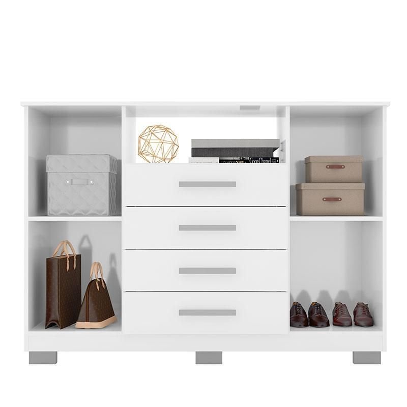 Cômoda 8020 e Armário Multiuso 6020 Branco - Araplac | MadeiraMadeira