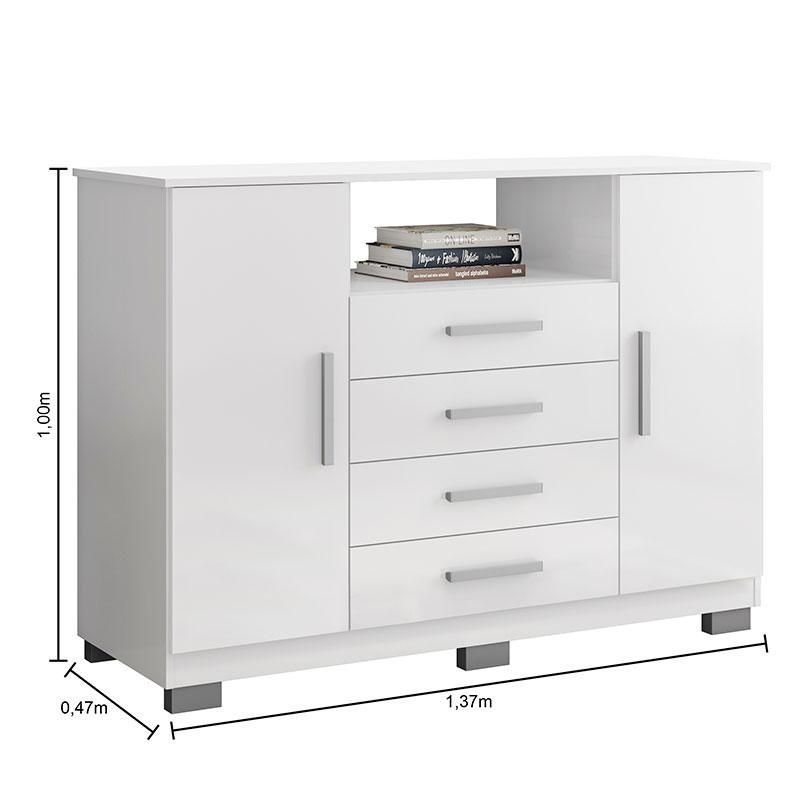 Cômoda 8020 e Armário Multiuso 6020 Branco - Araplac | MadeiraMadeira