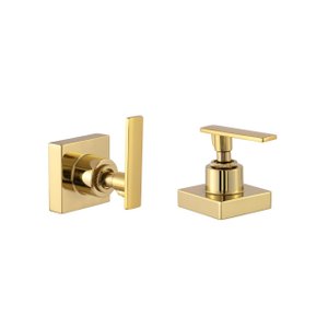 Kit 2 Acabamento para Registro de Chuveiro Alavanca Quadrado Dourado Brilhante Banheiro Padrão Deca