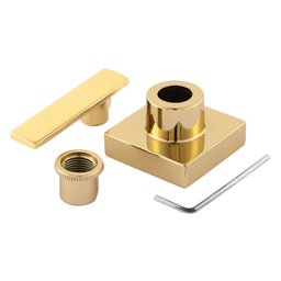 Kit 2 Acabamento para Registro de Chuveiro Alavanca Quadrado Dourado Brilhante Banheiro Padrão Deca - 4