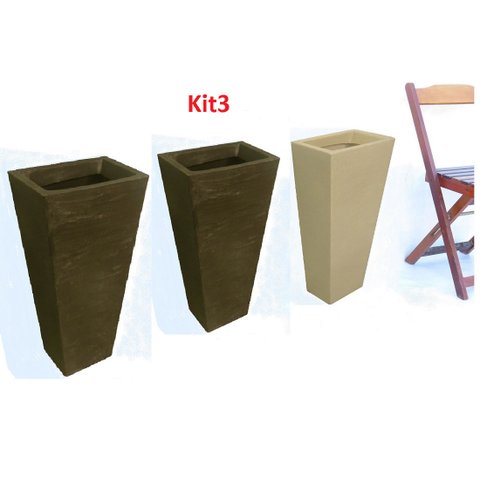 Kit 3 Vaso Planta 60x30 Trapézio Parede Polietileno BGPLASTICOS V17 VERDE BANDEIRA 011