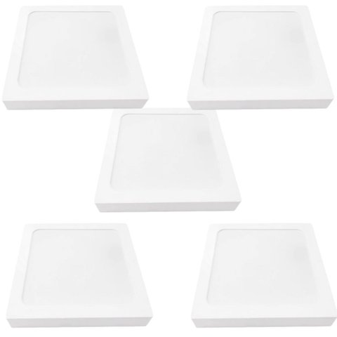 Kit 5 Painel Led Sobrepor 24w Biv 4000k Quad Branco Ourolux