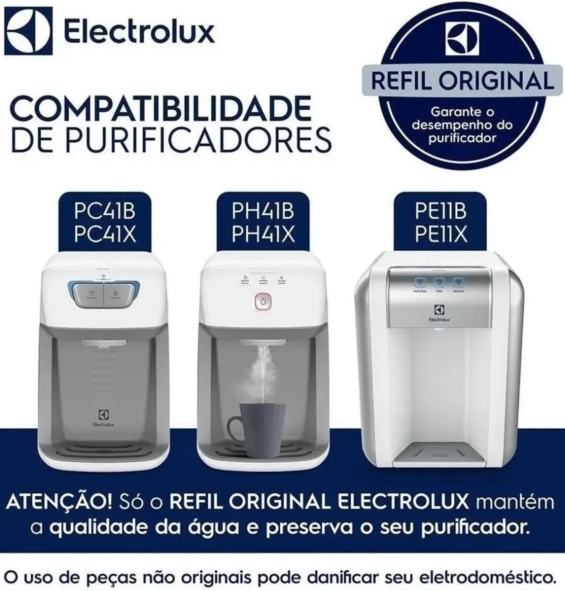 Kit 3 Unidades Refil Filtro de Água Original Electrolux Pe11b Pe11x Pc41b Pc41x Ph41b Ph41x 41037245 - 9