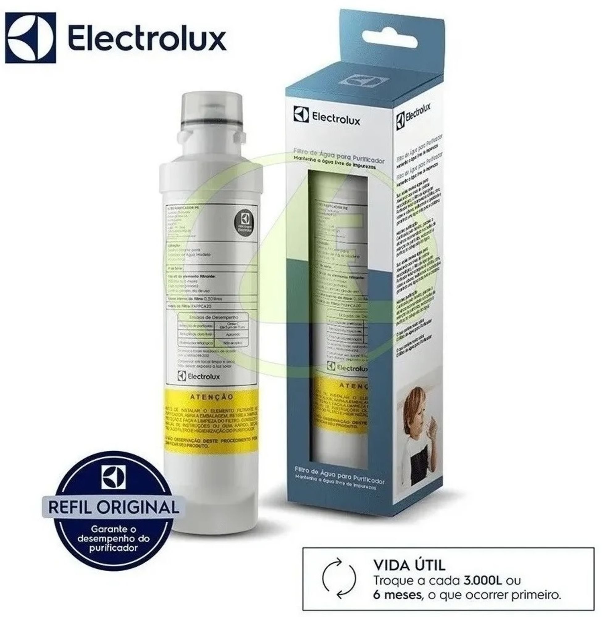 Kit 3 Unidades Refil Filtro de Água Original Electrolux Pe11b Pe11x Pc41b Pc41x Ph41b Ph41x 41037245 - 3