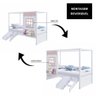 Cama Casinha Reta com Escorregador Madeira Maciça Branco/ Rosa Housin - 6
