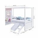 Ver imagem 4 de Cama Casinha Reta com Escorregador Madeira Maciça Branco/ Rosa Housin