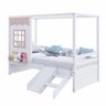 Cama Casinha Reta com Escorregador Madeira Maciça Branco/ Rosa Housin - 5