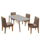 Ver imagem 2 de Mesa de Jantar Copper 120cm Tampo Mdf 4 Cadeiras Moderna Veludo Capuccino/off/nat/serig Off