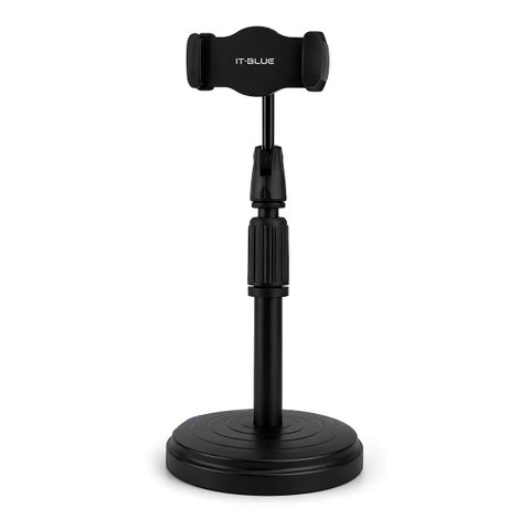 Suporte Apoiador de Celular para Mesa, Tripé com Regulagem 360°, Altura Ajustável, Preto
