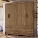 Ver imagem 1 de Guarda-roupa Casal Marilena 6 Portas 9 Gavetas Jatoba - Pnr Móveis