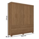 Ver imagem 4 de Guarda-roupa Casal Marilena 6 Portas 9 Gavetas Jatoba - Pnr Móveis