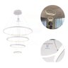 Lustre Pendente 4 Anéis 80cm Branco para Pe Direito Duplo Sala Jantar Mesa Equipe Led - 1