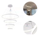Ver imagem 1 de Lustre Pendente 4 Anéis 80cm Branco para Pe Direito Duplo Sala Jantar Mesa Equipe Led