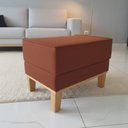 Ver imagem 1 de Puff Beny, Linho, Base e Pés de Madeira.