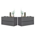 Ver imagem 3 de Kit Mesa de Cabeceira Suspensa com Gaveta e Estilo Minimalista Cor Cinza