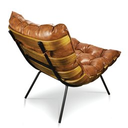 Poltrona Decorativa Costela Sala e Escritório Courissimo Nozes - 2