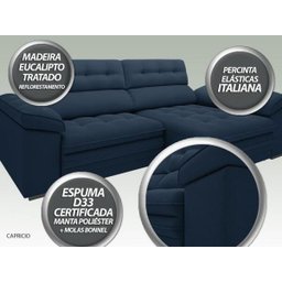 Sofá Capriccio 2,70M Assento com Braço Retrátil e Reclinável Velosuede Petróleo - 4