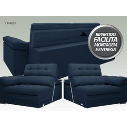 Sofá Capriccio 2,70M Assento com Braço Retrátil e Reclinável Velosuede Petróleo - 8