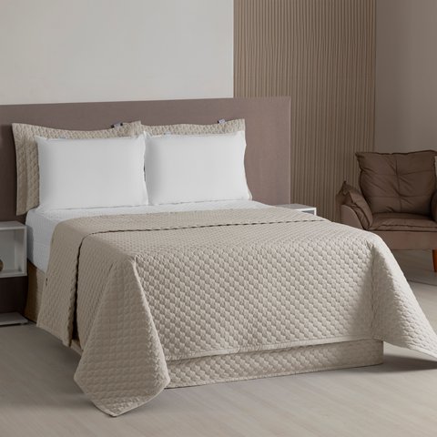 Kit 4 Pçs Cobre Leito Avulso Casal Padrão Profissional Acordes Hotelaria Micropercal 160 Fios: Bege