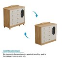 Ver imagem 6 de Cômoda de Bebê 1 Porta com Janela e 4 Gavetas 120cm 100% MDF Maya Provençal Yescasa Bege/Off White/Amêndoa