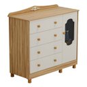 Ver imagem 3 de Cômoda de Bebê 1 Porta com Janela e 4 Gavetas 120cm 100% MDF Maya Provençal Yescasa Bege/Off White/Amêndoa