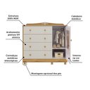 Ver imagem 5 de Cômoda de Bebê 1 Porta com Janela e 4 Gavetas 120cm 100% MDF Maya Provençal Yescasa