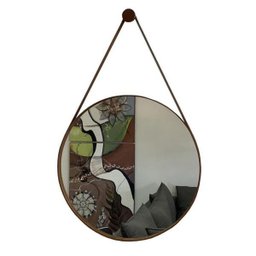 Espelho Adnet Redondo Decorativo com Alça 40cm Completo Caramelo - 1