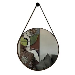 Espelho Adnet Redondo Decorativo com Alça 40cm Completo Café - 1