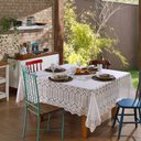 Ver imagem 1 de Toalha de Mesa Quadrada 8 Lugares Renda Clássica Arabesco 220x220cm Marfim