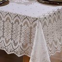 Ver imagem 2 de Toalha de Mesa Quadrada 8 Lugares Renda Clássica Arabesco 220x220cm Marfim