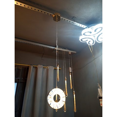 Pendente Redondo de Cristal Dourado 15cm Led 8w 3500k Bivolt