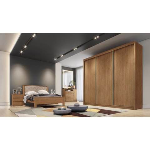 Guarda Roupa Casal 3 Portas e 6 Gavetas Diamond Novo Horizonte Cumaru