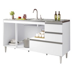 Gabinete Balcão para Pia 150cm com Gavetão Branco Branco - 2