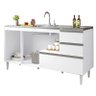 Gabinete Balcão para Pia 150cm com Gavetão Branco Branco - 2